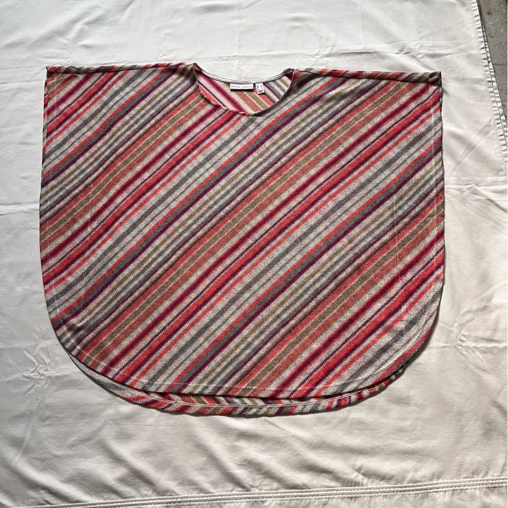 Susan Graver Coastal Grandma Eclectic Chic Striped Knit Shawl, Sz M, Multicolors